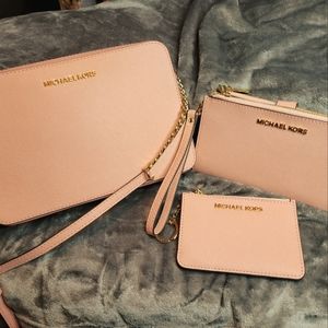 Authentic pink michael kors purse set